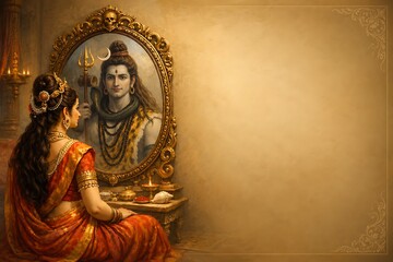 Fototapeta premium Shiv Shankar Mahadev Nilkanth Bholenath with Mata Parvati Shivshakti on Mahashivratri celebrating divine union love devotion spiritual energy and blessings/ Pradosh Vrat/ Masik Shivaratri