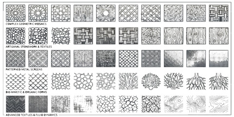 Vintage seamless pattern set featuring antique floral and geometric ornaments on old paper texture for retro wallpaper and textile fabric design vector illustration © Kulsum