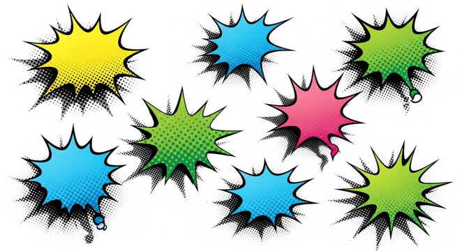 Collection of Colorful Comic Book Speech Bubbles.