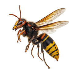 Fototapeta premium Yellow and black wasp flying in nature