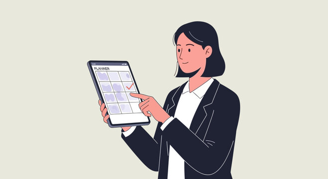 Businesswoman using tablet to schedule tasks and appointments