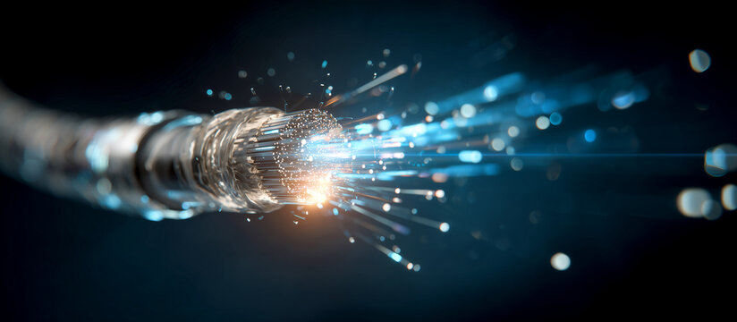 High-Speed Fiber Optic Data Transmission with Glowing Light Particles in Motion