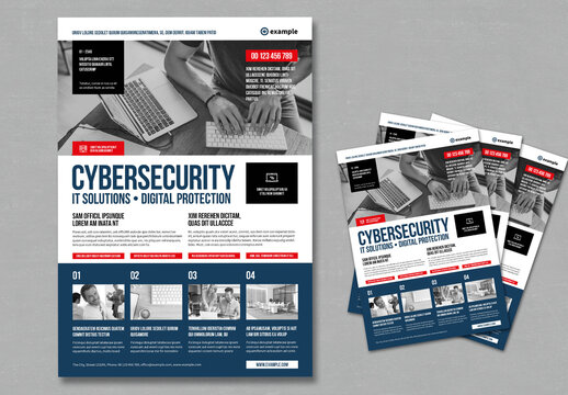 Cyber Security Industry Style Flyer with Dark Blue and Red Accents