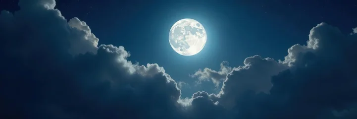 Bright moon peers through thick, dramatic clouds, ethereal night , serene, atmosphere © ทุติยาภรณ์ หงษา