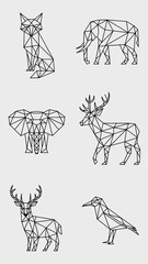 Fototapeta premium Geometric Animal Line Art Collection
