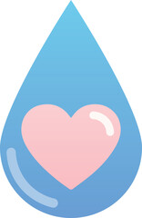Obraz premium Blue Water Drop with Pink Heart Icon – Healthcare and Charity Concept EPS Vector Graphic for Blood Donation, Environmental Care, and Medical Awareness Illustrations