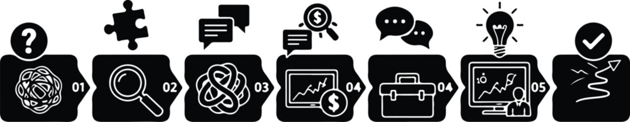 Fototapeta premium Business strategy icons for problem solving and planning