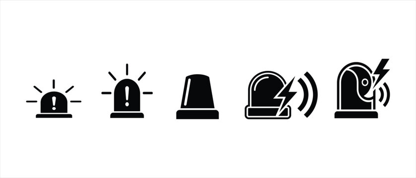 Silhouette of warning light icons on white background