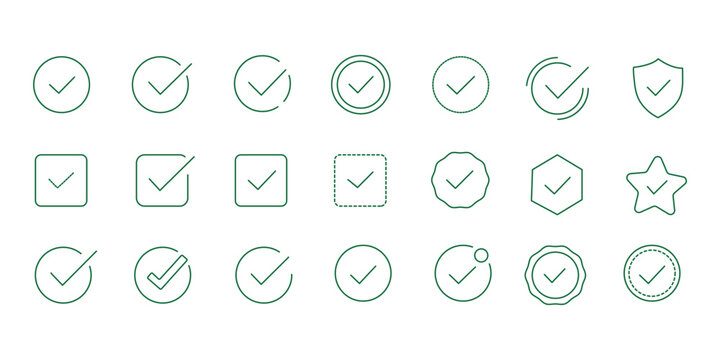 Green check mark icon. Check mark vector icon. Checkmark Illustration. Vector symbols set ,green checkmark isolated on white background. Correct vote choise isolated .