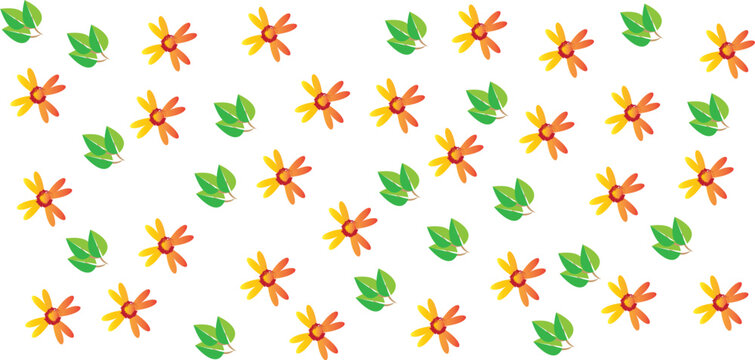 seamless pattern with autumn leaves and flower