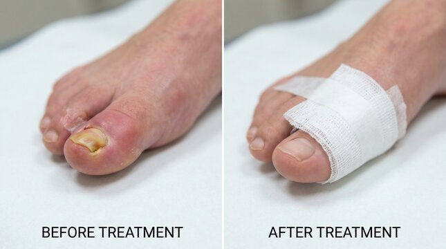 Ingrown Toenail Before and After Treatment Comparison