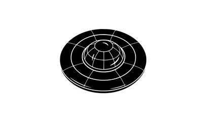 Futuristic UFO Flying Saucer Icon Silhouette Graphic © Majedul