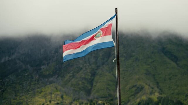 Costa rican national flag waving in slow motion