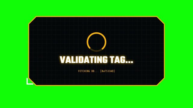 Vehicle RFID Tag Scanning and Access Granted Digital HUD Animation on Green Screen