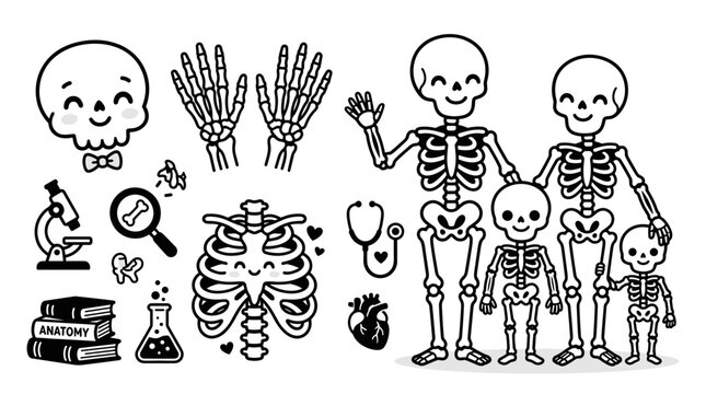 Skeletons and bones human body.