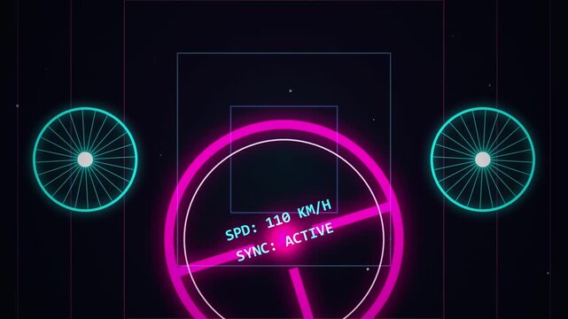 Futuristic Digital Speedometer Display with Sync Interface HUD