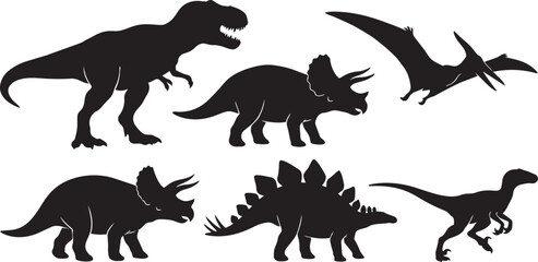 Prehistoric Creature Side Profile Silhouette Collection © AniSuR Anis