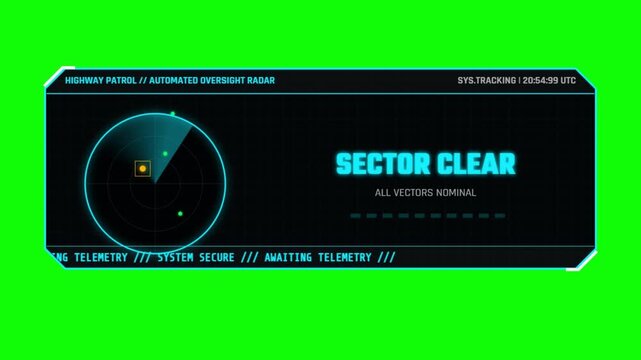 Highway Patrol Automated Oversight Radar HUD Interface with Wrong Way Ghost Driver Alert on Green Screen