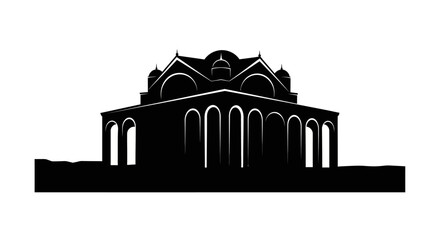 Building silhouette against white background architectural landmark © Selim Studio