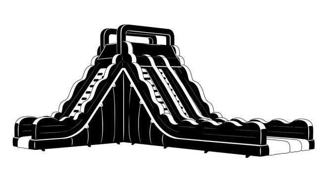 Inflatable water slide silhouette on a white background
