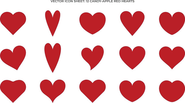 Hearts represented by red vector shapes are arranged in a grid pattern to symbolize love and affection.