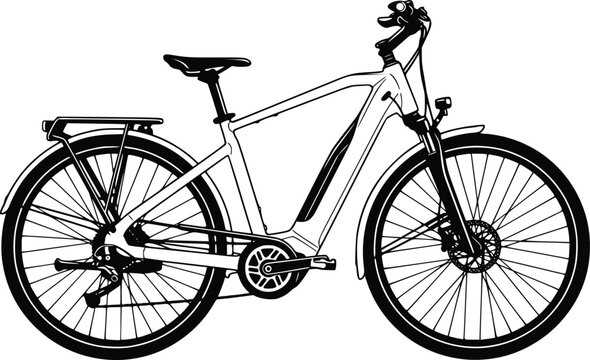 Electric bicycle illustration e-bike silhouette vector line art