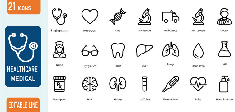 Healthcare and Medical icon sheet

