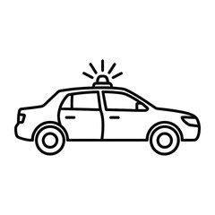 Line art illustration of a police car with flashing lights for law enforcement © NOR ALAM