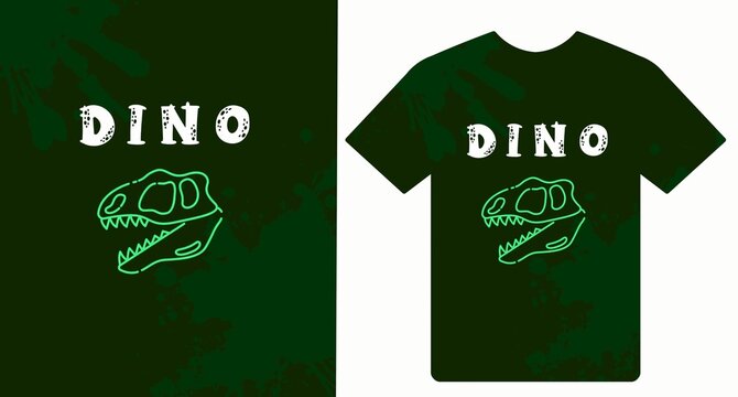dinosaur T-Rex fossil vector illustration with slogan graphic for t shirt print