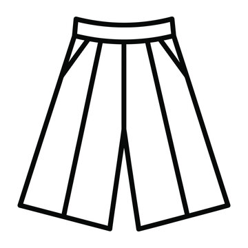 Culottes shorts or capri pants in outline vector style