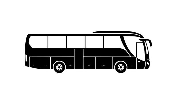 Minimal bus coach logo silhouette vector illustration isolated on white background