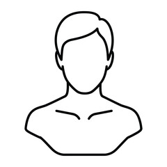 Avatar profile portrait line art icon representing human identity and social media user account concept in clean vector style © NOR ALAM