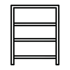 Empty bookshelf storage unit vector icon for home organization and library furniture store branding in clean line art © NOR ALAM