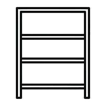 Empty bookshelf storage unit vector icon for home organization and library furniture store branding in clean line art