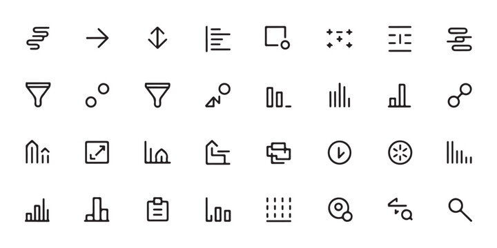 Minimalist Outline Icon Set for Data Management and User Interface Design