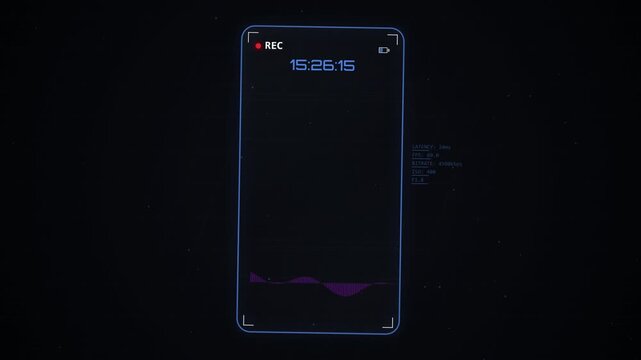 Digital smartphone screen recording interface with audio sound wave