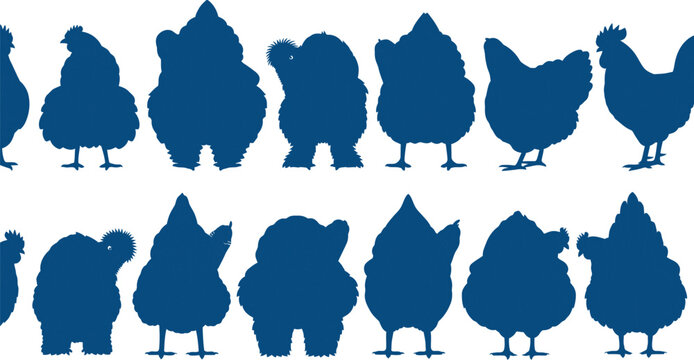 Silhouettes of Chickens in Various Poses