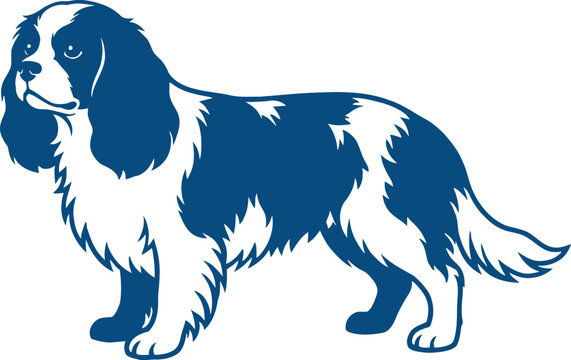 Blue Silhouette of a Cavalier King Charles Spaniel