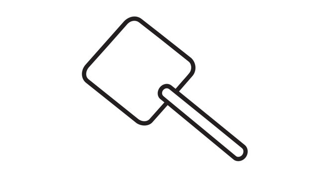 Black line icon of a fly swatter on a white background