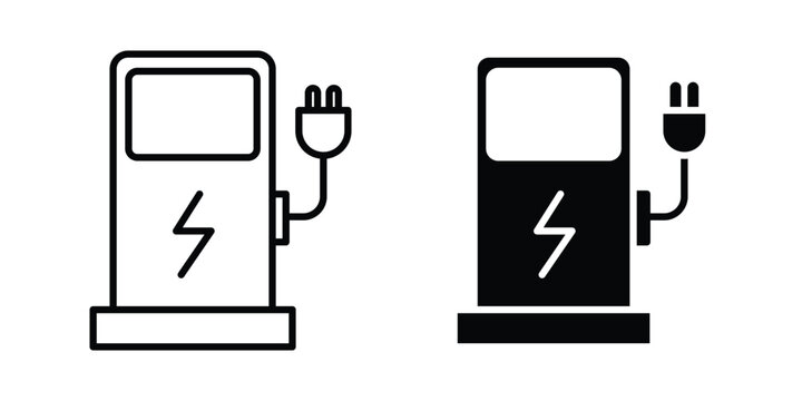 Charging station icon editable vector. Solid and line icons.