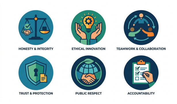 Abstract ethics and values vector illustration collection business honesty respect concepts