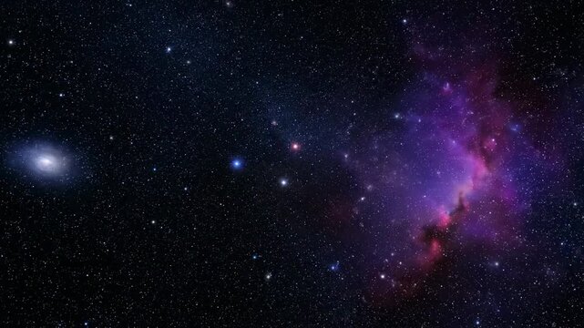 A vibrant cosmic expanse showcases a constellation and nebula set against a dark starry background