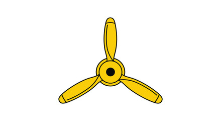 Yellow airplane propeller silhouette on a white background © Santa
