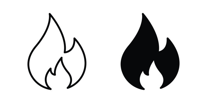 Fire icon editable vector. Solid and line icons.