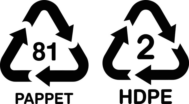 Recycling Symbols for PAPPET and HDPE Plastic