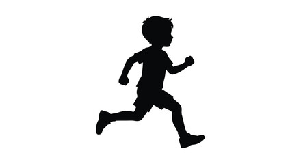 Fototapeta premium Running boy silhouette against a white background silhouette