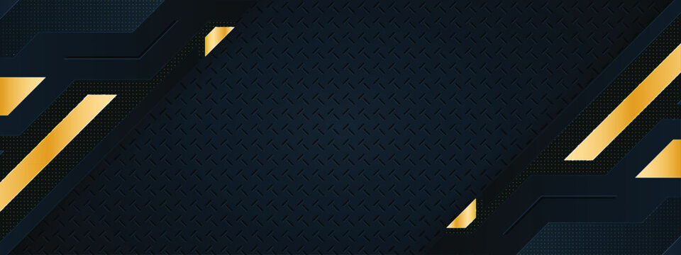 Dark blue background with gold stripes