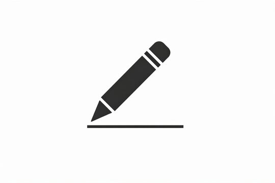 Black pencil resting on a clean line icon illustration