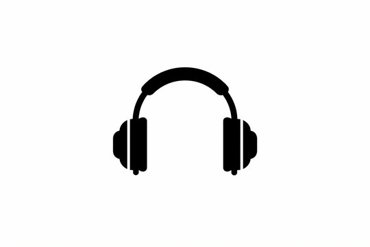 Modern black over-ear headphones icon silhouette style