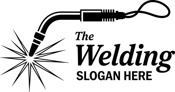 Industrial Welding Torch and Spark Logo Template